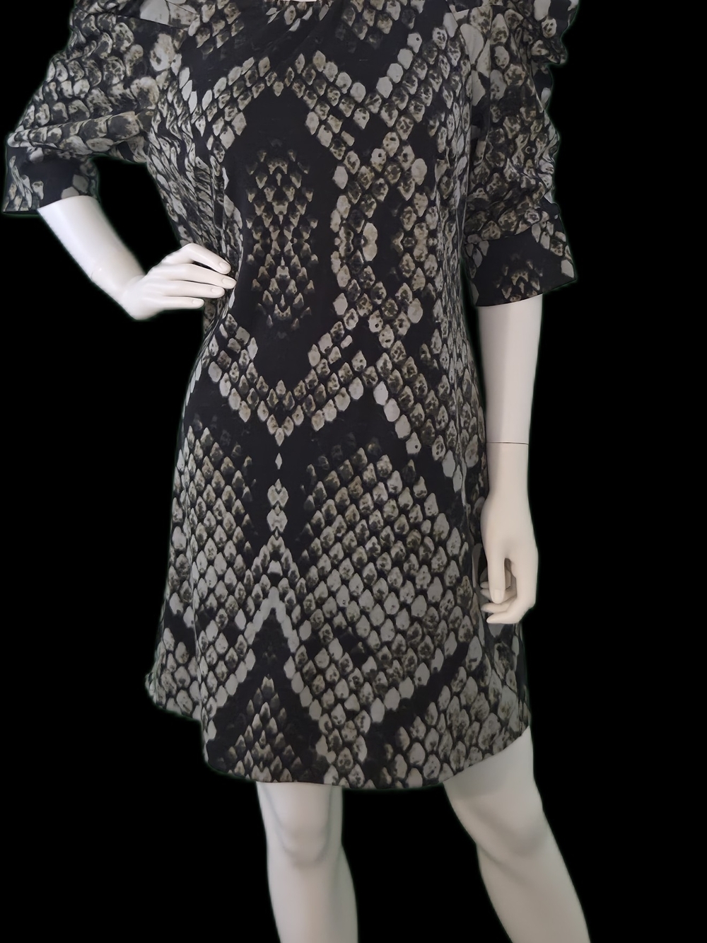 Jessica Simpson Black and Gray Snake-Print Mini Dress